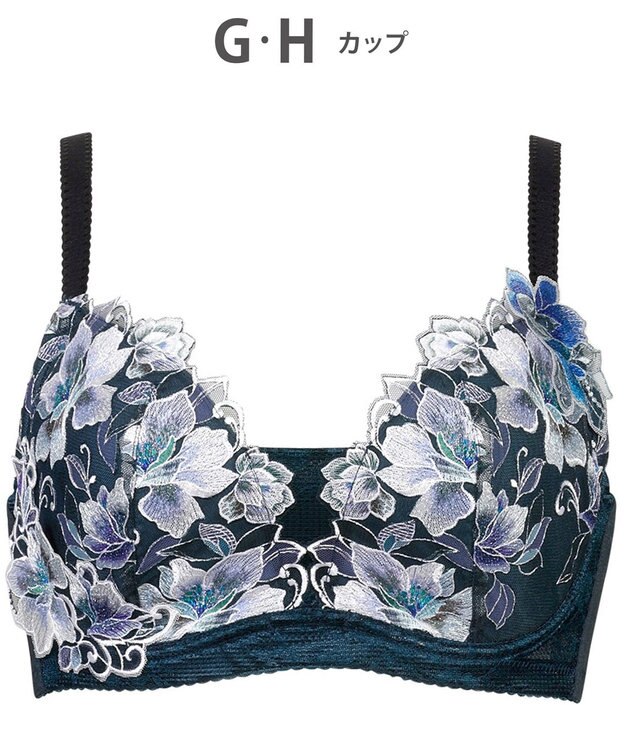 Wing ブラジャー コンパクトにバストメイク ラクなつけごこち 【小さく見せるブラ】 Hカップまで対応 大きいサイズ PB2862 ウイング／ワコール グレイッシュブルー