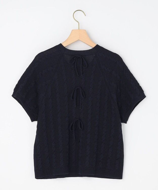 組曲 L 【先行予約・WEB限定】バックリボンケーブル ニット ネイビー系