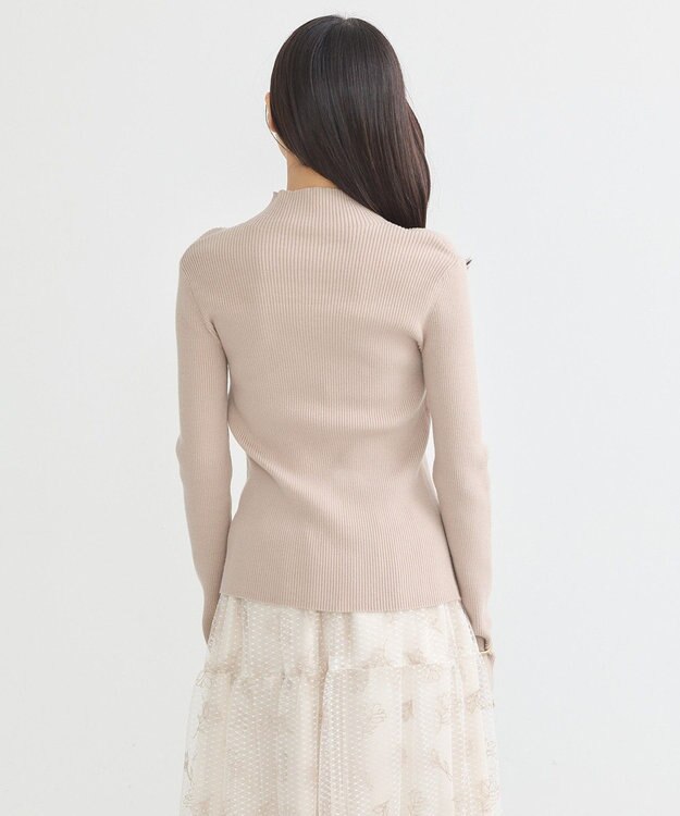 earth music&ecology 袖口刺繍リブニットプルオーバー Light Beige