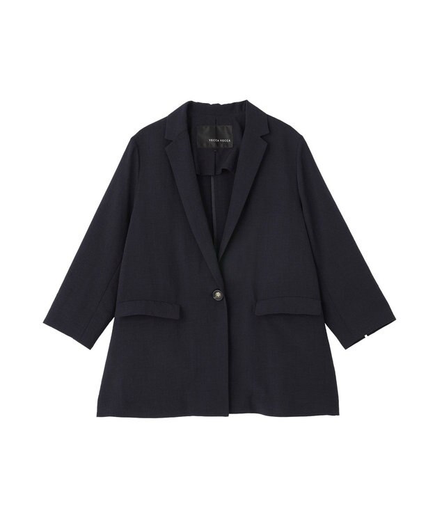 YECCA VECCA マシンウォッシャブルリネンライクジャケット Navy
