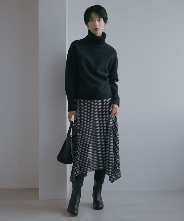 ICB 【洗える】 スモールパターンプリント  スカート ブラック系5