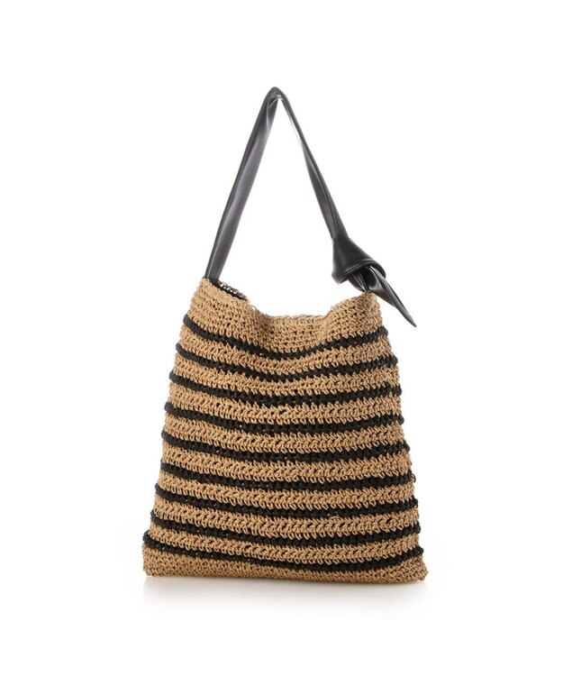 UNBILLION カシュカシュ cachecache / 柄ボーダークロッシェトート ブラック