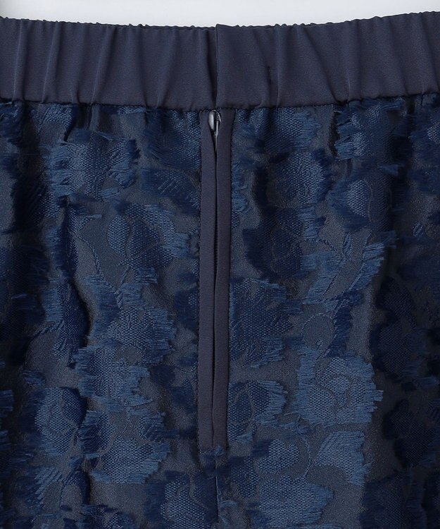 自由区 【洗える】フラワーカットジャガード スカート ネイビー