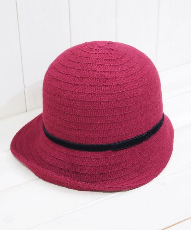 石田製帽 ベルベットリボン ブルトン ワイン