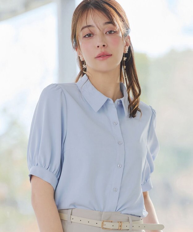 Tiaclasse L 【新色追加】パフスリーブシャツブラウス サックス