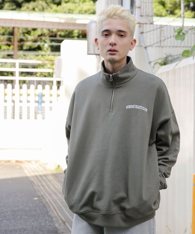 WEGO ヘビーウエイトハーフZIPワンポイントPO カーキ