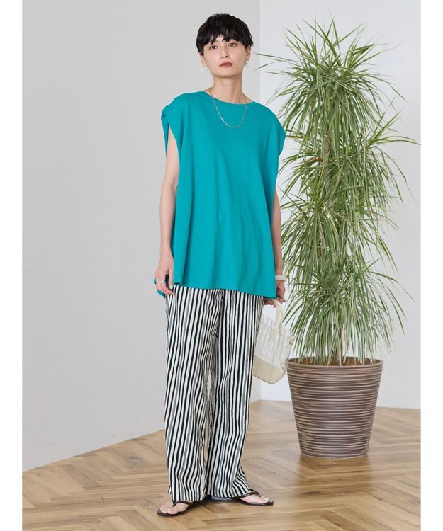 AMERICAN HOLIC 接触冷感フレンチスリーブカットチュニック Turquoise Blue