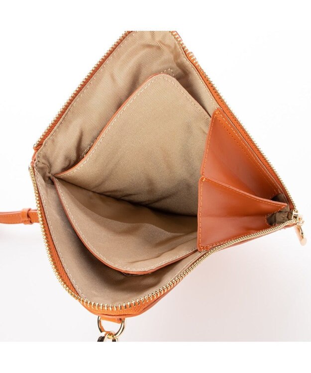 LA BAGAGERIE シープレザー　キルティングスマホショルダー オレンジ