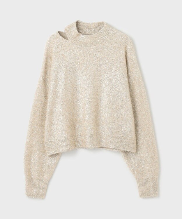 GRACE CONTINENTAL ラメフェザーニットトップ ゴールド