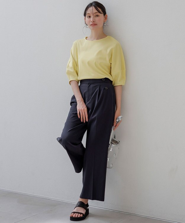 ANY SIS S 【撥水・汗ジミ防止・UVケア・洗える】スーピマスムース クロップド Tシャツ イエロー