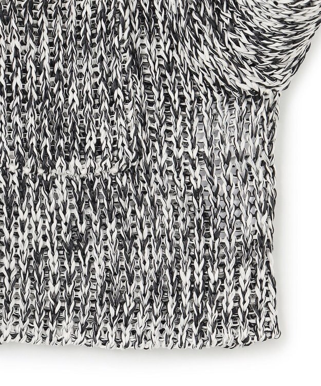 BEIGE， 【洗える・STORY 6月号掲載】THYME / クルーネックコットンメッシュニット Ecru×Black