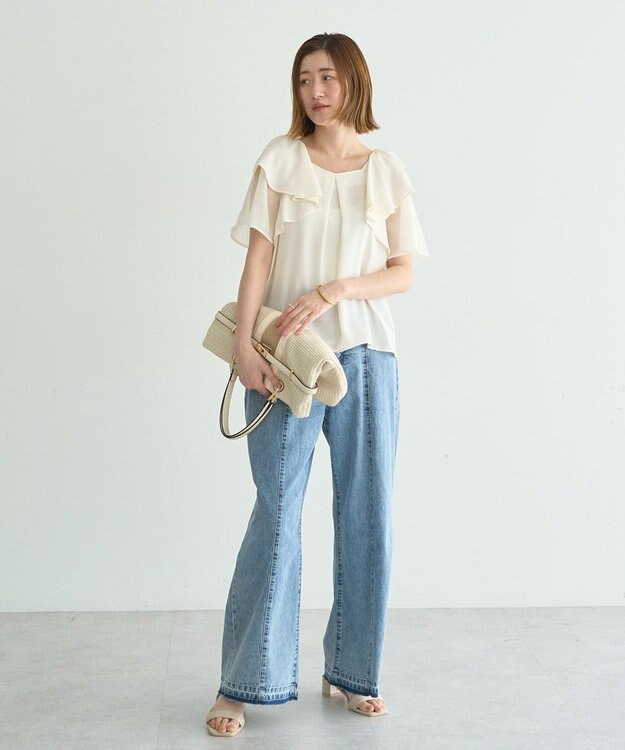 YECCA VECCA リボンスリーブブラウス Off White