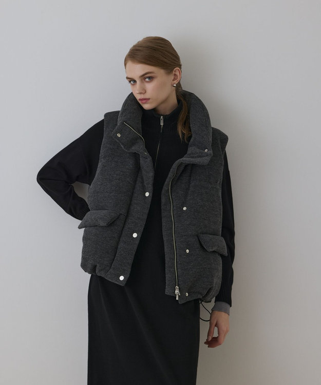 GRACE CONTINENTAL スタンドニットダウンベスト グレー