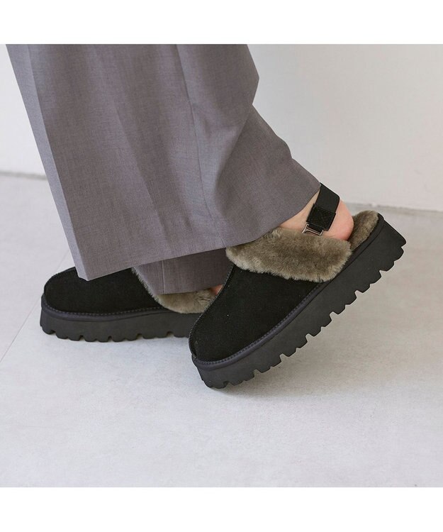 MODE ET JACOMO <carino>本革ムートンサボ ブラック