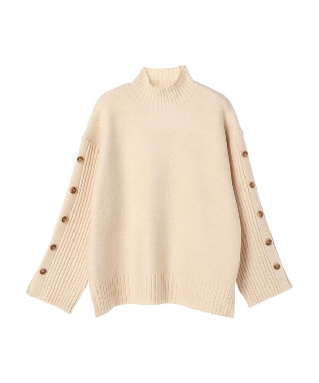 earth music&ecology 袖ボタンニットプルオーバー Ecru