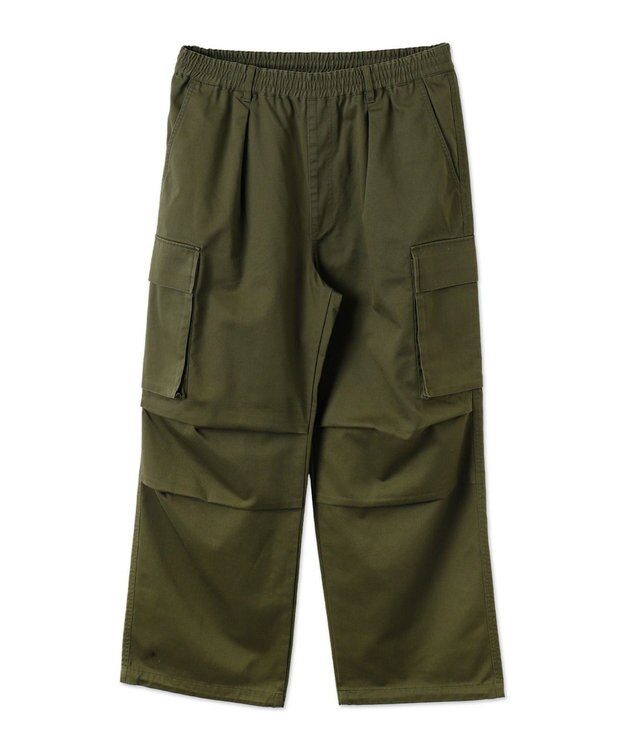 WEGO 【ウエストゴム】イージーワイドカーゴパンツ カーキ