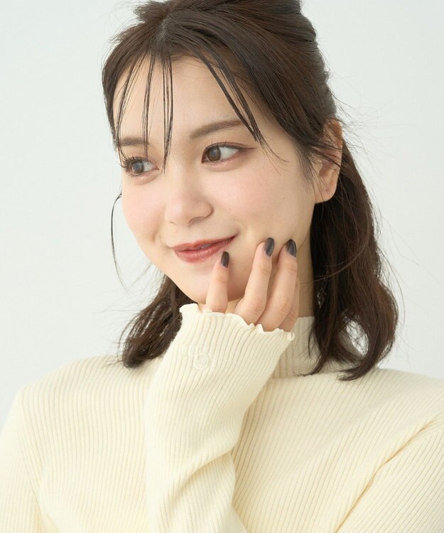 earth music&ecology 袖口刺繍リブニットプルオーバー Ivory