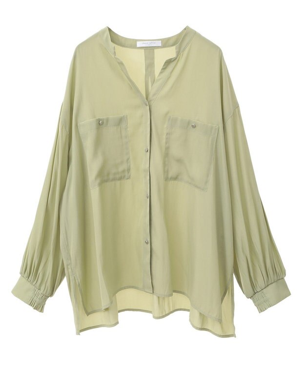 Green Parks サラフレブラウス（無地） Lime Green