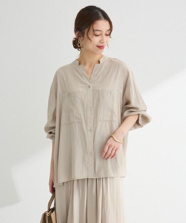 Green Parks サラフレブラウス（無地） Beige