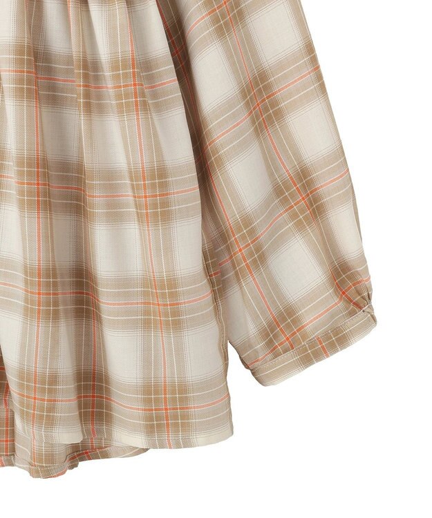 Green Parks 【しゃれシャツ】イージーケアＶネックチェックブラウス Beige