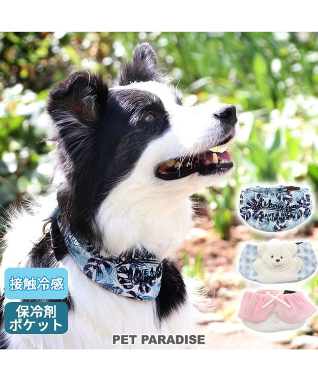 PET PARADISE クールネック バンダナ《 ボタニカル/ しろくま/シフォン襟》 保冷剤付き 【中型犬】【大型犬】 ボタニカル