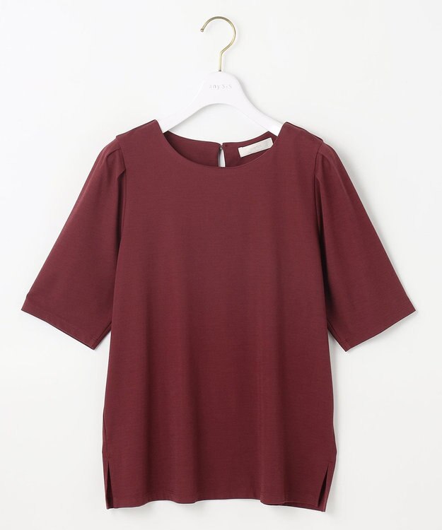 ANY SIS 【接触冷感・UVカット・洗える】ハイストレッチスムースタックスリーブ カットソー ボルドー