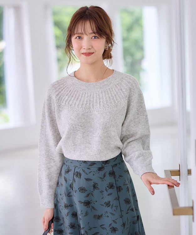 ANY SIS 【洗える】ソフトタッチ求心 ニット ライトグレー