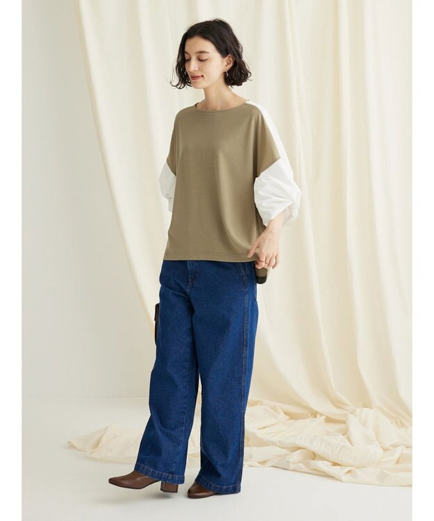 CRAFT STANDARD BOUTIQUE 袖ねじり切り替えプルオーバー Khaki