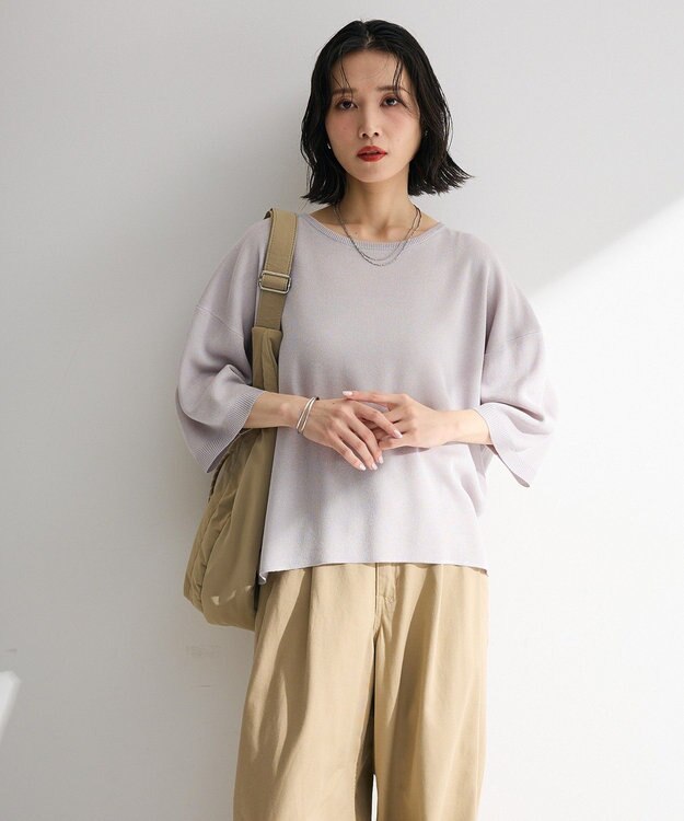 Green Parks 七分袖機能ニットプルオーバー Gray