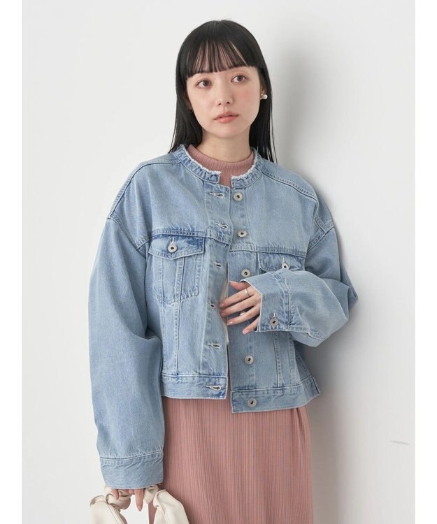 earth music&ecology スタンドカラーＧジャン Light Indigo