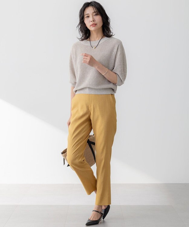 23区 【洗える】ピュアリネン パフスリーブ ニット ベージュ系