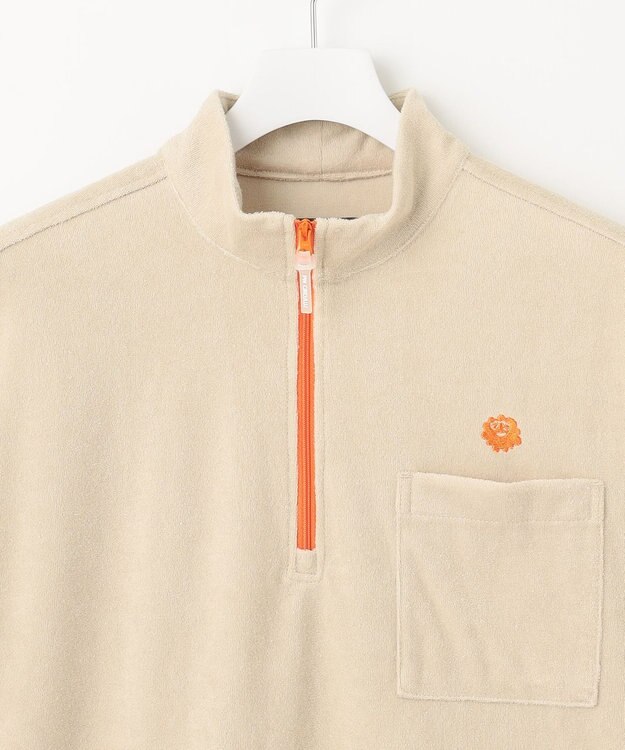 PW CIRCULUS GOLF 【MEN】パイル ハーフジップ ポケット モックネック シャツ ベージュ系