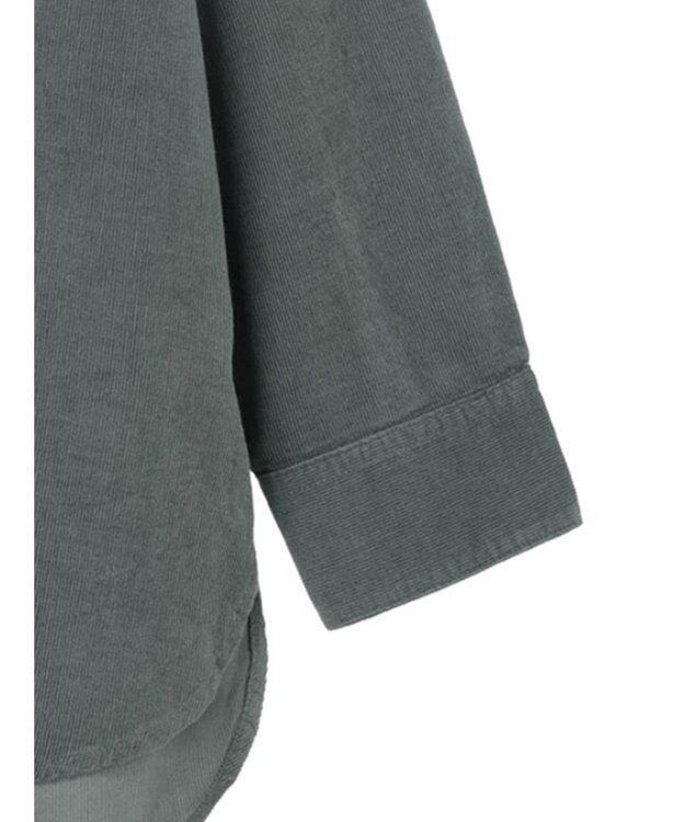 Green Parks 柔らかい細コールシャツ Blue Green