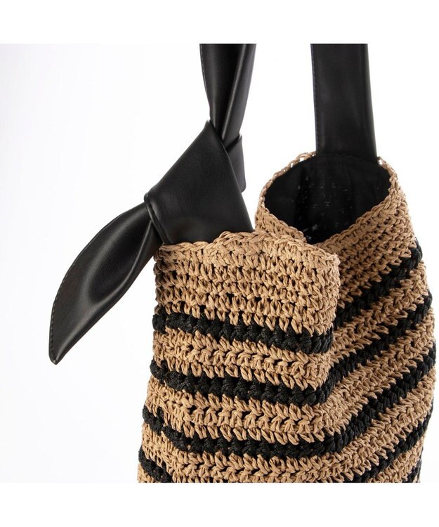 UNBILLION カシュカシュ cachecache / 柄ボーダークロッシェトート ブラック