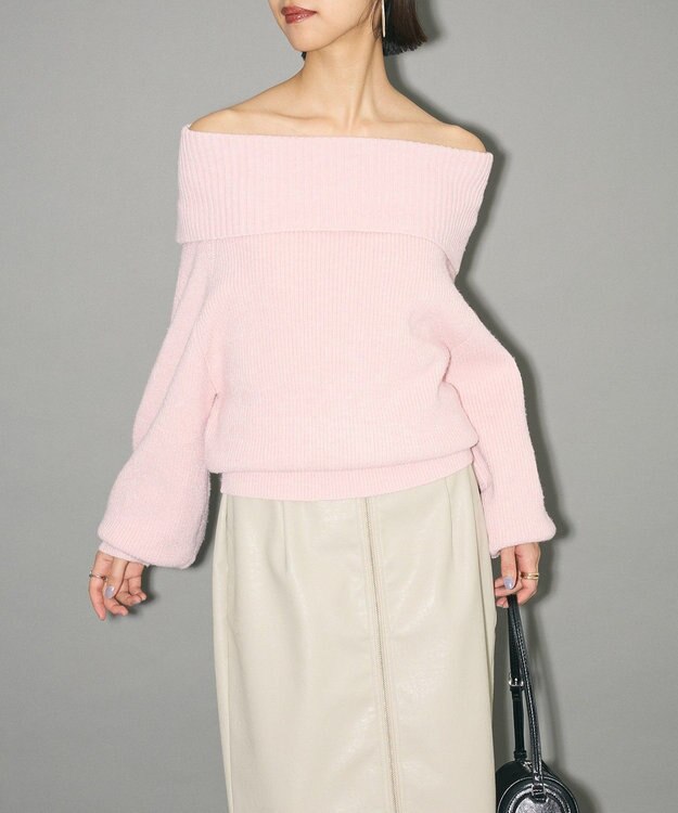 Green Parks オフショルダーニット Pink