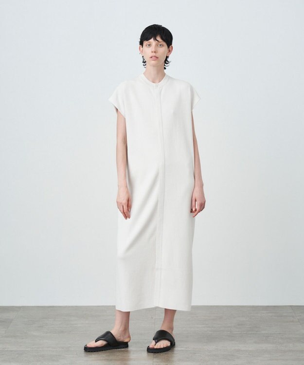 ATON 50/2 NATURAL DYE ORGANIC COTTON | バンドカラードレス WARM WHITE