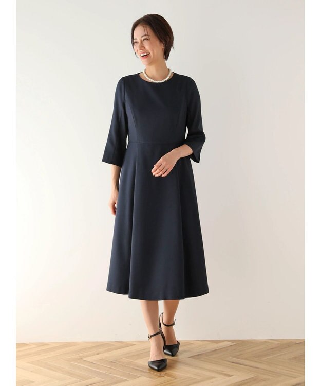 Green Parks ｅｆ－ｄｅ　フィット＆フレアワンピース Dark Navy