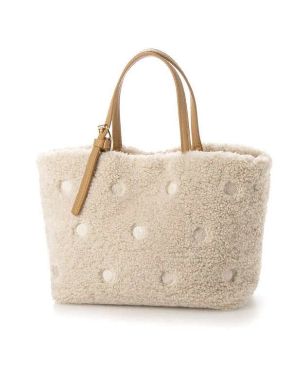 UNBILLION cachecache ドット刺繍ボアミニトートバッグ アイボリー