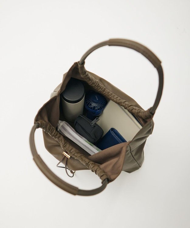 J.PRESS LADIES 【A4サイズ収納可】ドロストギャザー トート バッグ スレートブラウン系