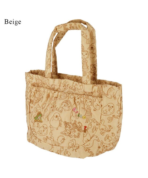 tsumori chisato CARRY 森のどうぶつ刺繍 トートバッグ ベージュ