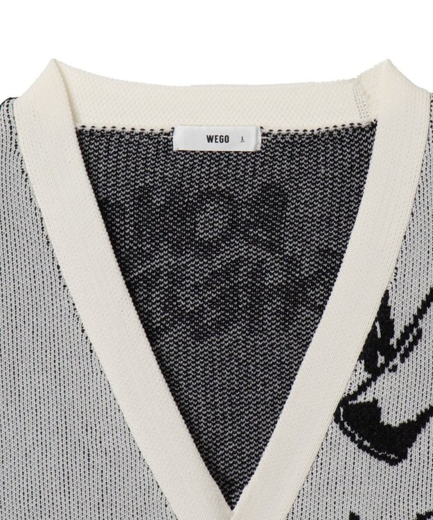 WEGO ベロアモールグラフィティカーディガン ホワイト