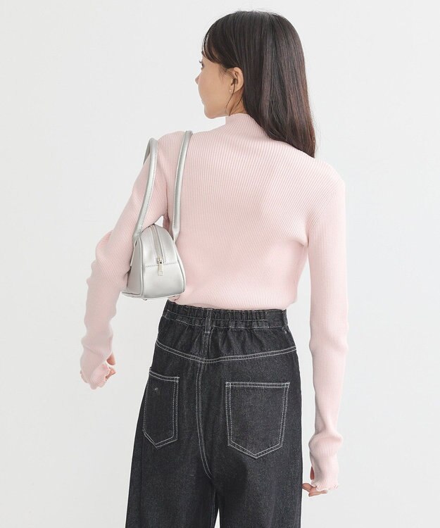 earth music&ecology 袖口刺繍リブニットプルオーバー Light Pink