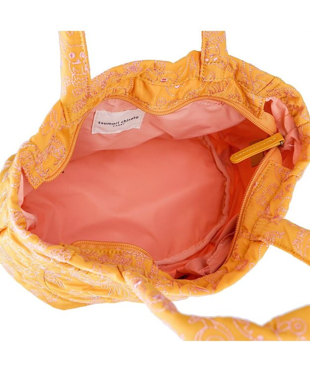 tsumori chisato CARRY 森のどうぶつ刺繍 トートバッグ オレンジ