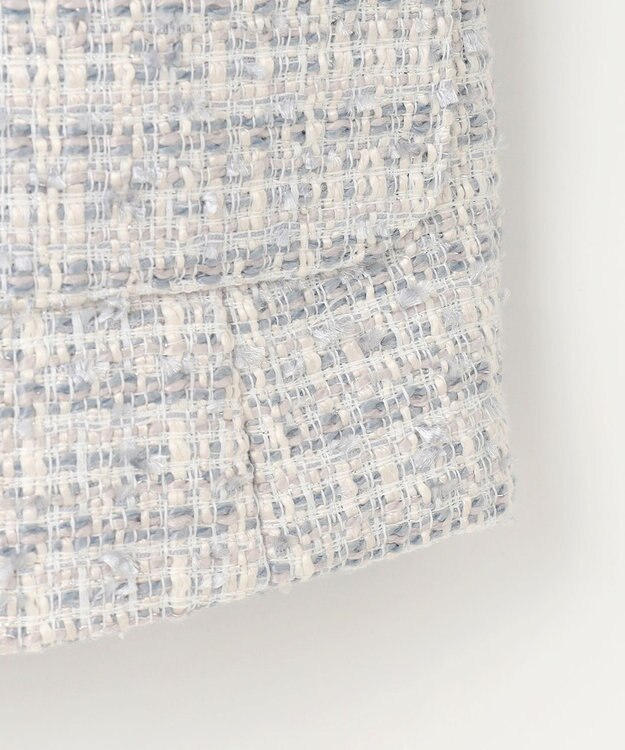 ANY SIS L ツイードノーカラーミドル ジャケット グレーミックス