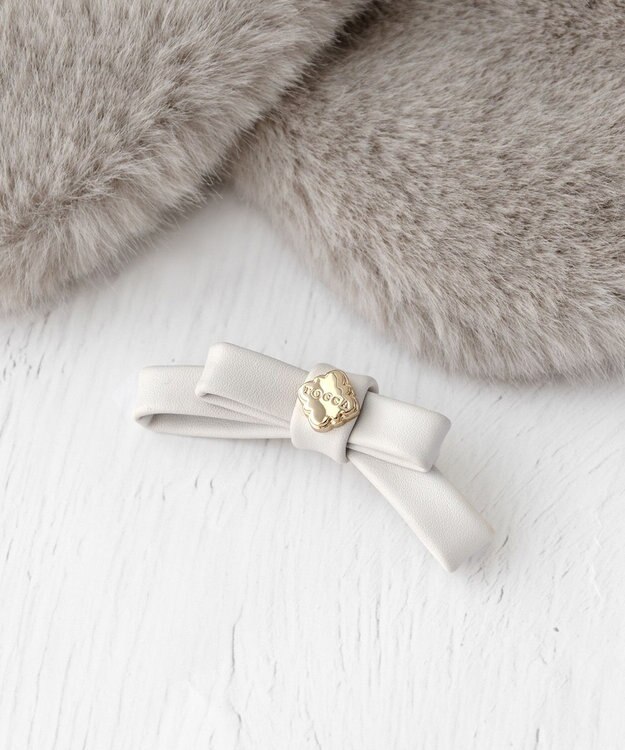 TOCCA 【ブローチ取り外し可】BOW RIBBON FURTIPPET ティペット ライトグレー系