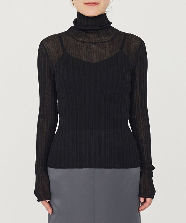 uncrave シアーニット タートルネック トップス（uncrave WHITE） ブラック