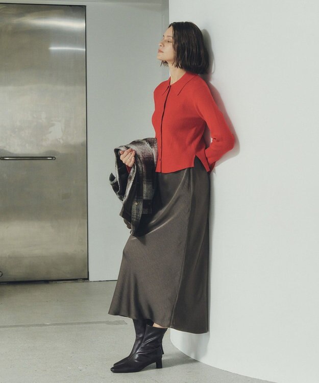 YECCA VECCA サテンフレアスカート Brown