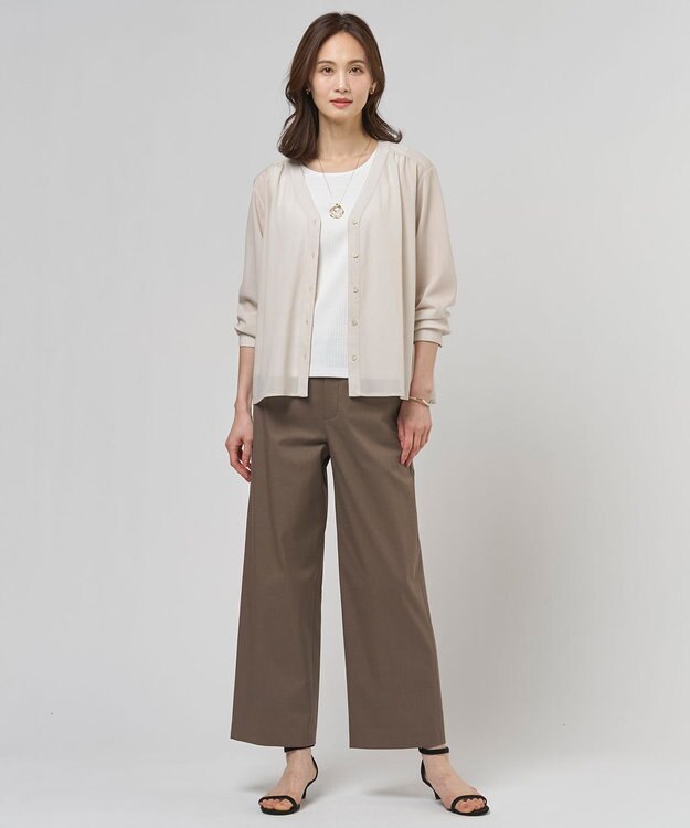 J.PRESS LADIES L 針抜きフライス ノースリーブ カットソー ホワイト系