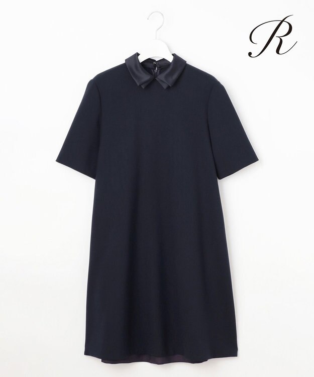 23区 S 【R(アール)】ダブルクロス 襟デザイン ワンピース ネイビー系