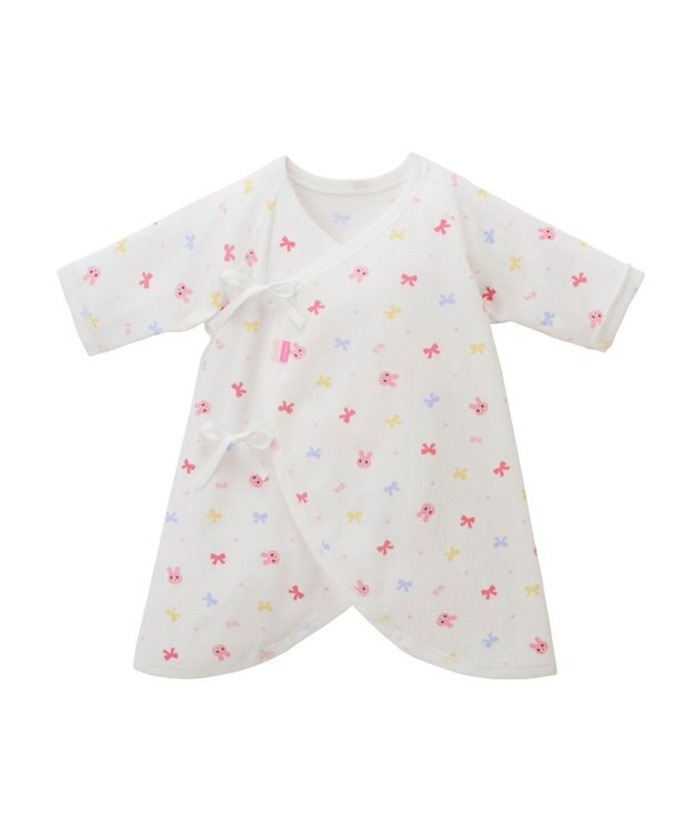 MIKI HOUSE HOT BISCUITS 【50-60cm】 フライス素材の総柄コンビ肌着 ピンク